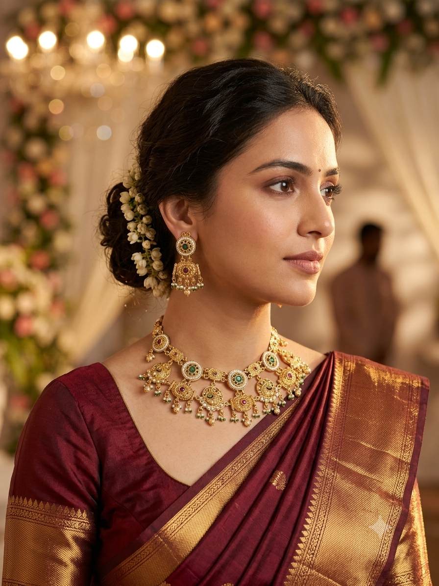 Green & Red Kundan Pearl Choker Set Capture the Essence of Tradition with Timeless Elegance